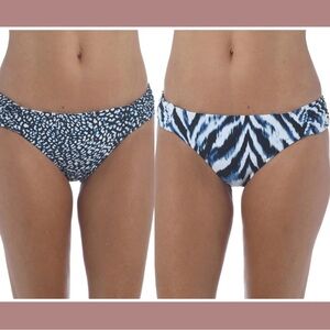 NWOT La Blanca Animal‎ Instinct Reversible Hipster Bikini Bottoms size 16